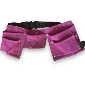 NWOT Leather Tool Belt Pouch Heavy Duty Suede buckle closure adjustable PINK